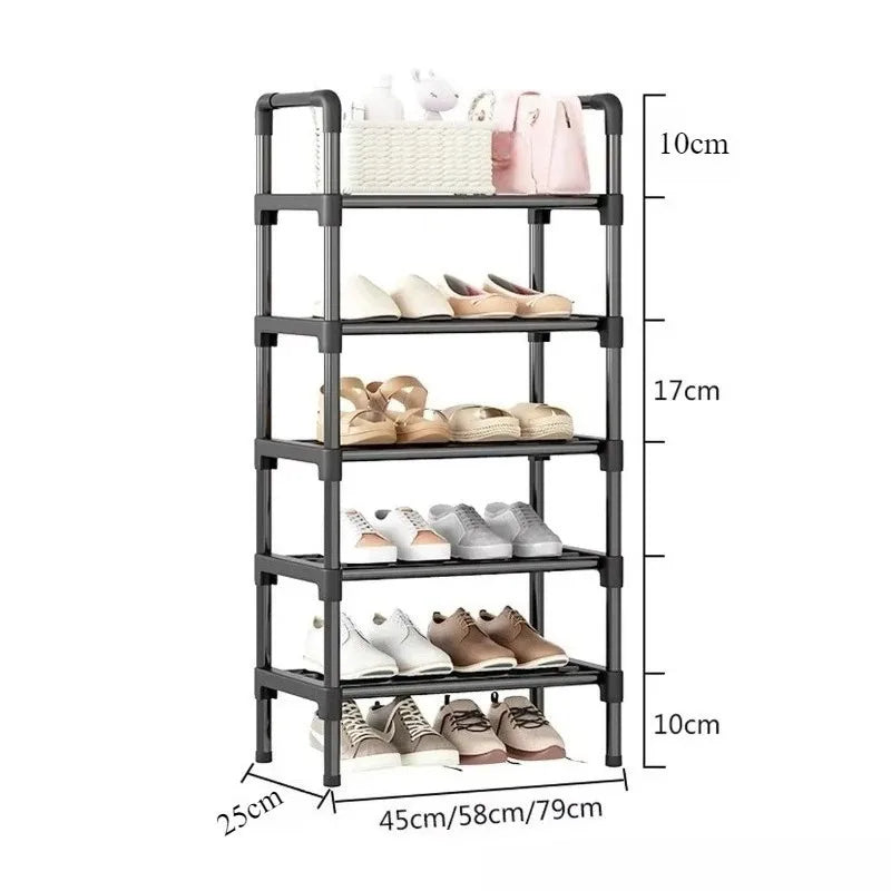 Black Elevated Shoe Rack Small Simple Multi-layer Shoe Cabinet Home Entrance Rental Housing Dormitory Storage Rack
