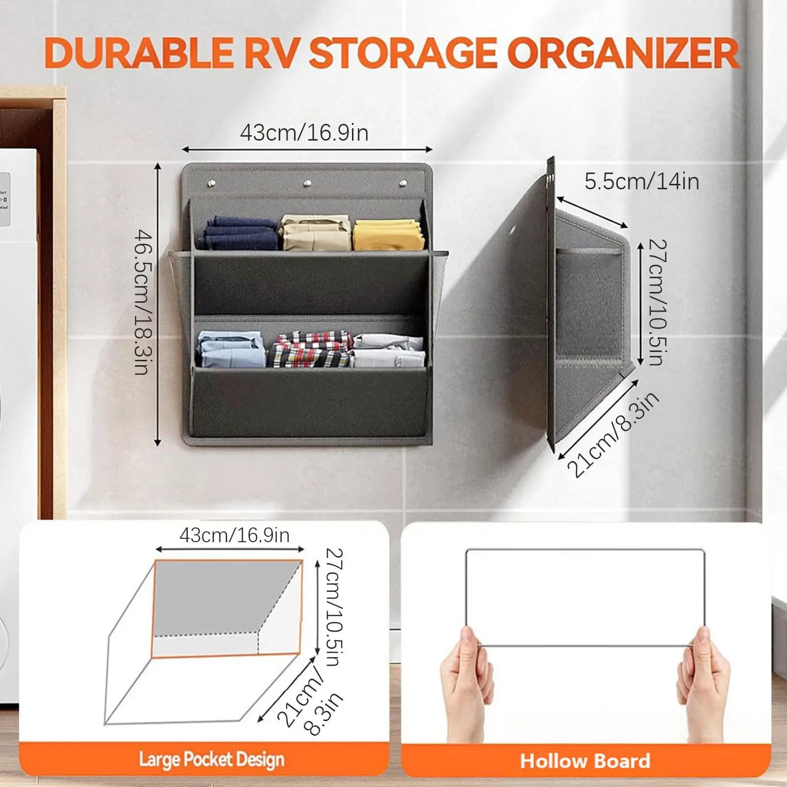 Wall-mounted Shoe Storage Bag RV Shoes Organizer Adhesive Backed Door Rack with Deep Pockets Narrow Space Sundries Hanging Bags