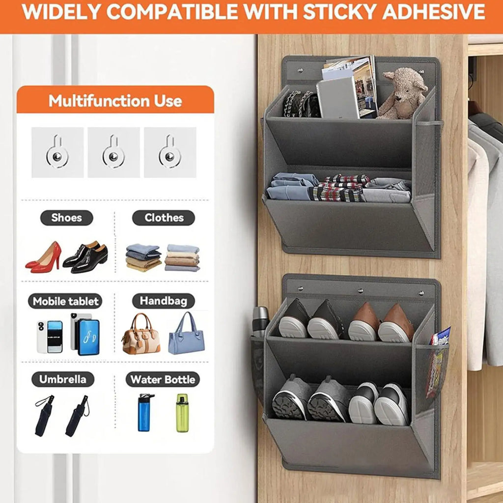 Wall-mounted Shoe Storage Bag RV Shoes Organizer Adhesive Backed Door Rack with Deep Pockets Narrow Space Sundries Hanging Bags