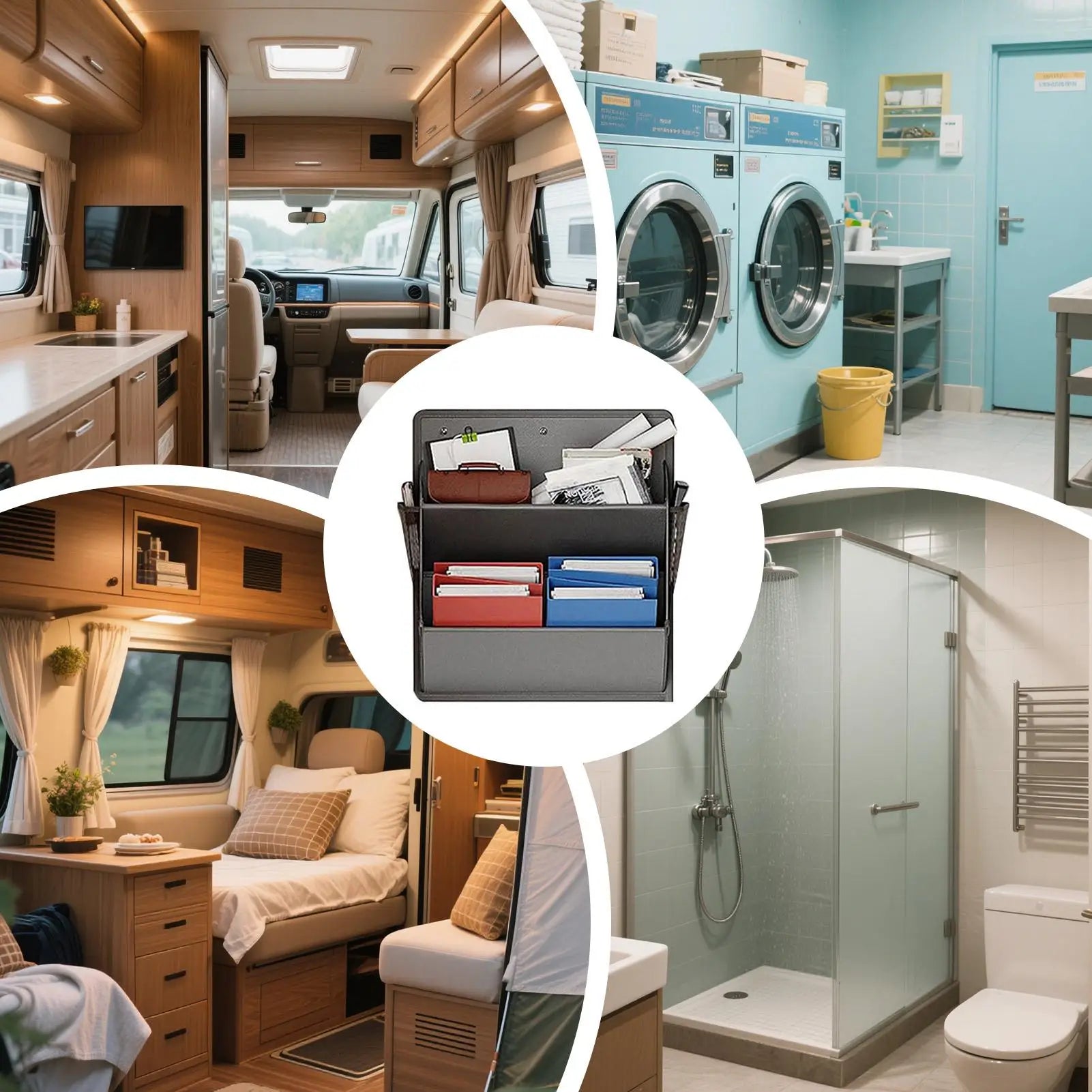 Wall-mounted Shoe Storage Bag RV Shoes Organizer Adhesive Backed Door Rack with Deep Pockets Narrow Space Sundries Hanging Bags