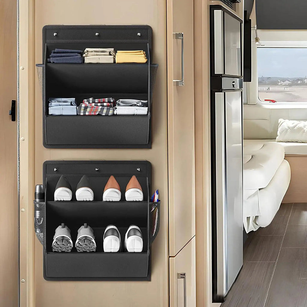 Wall-mounted Shoe Storage Bag RV Shoes Organizer Adhesive Backed Door Rack with Deep Pockets Narrow Space Sundries Hanging Bags