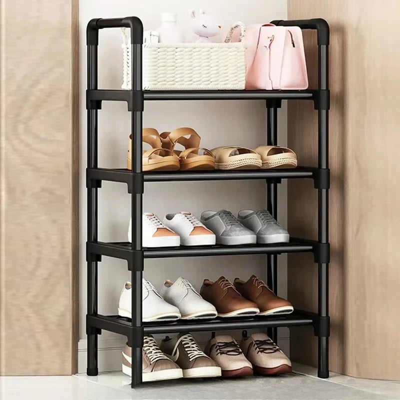 Black Elevated Shoe Rack Small Simple Multi-layer Shoe Cabinet Home Entrance Rental Housing Dormitory Storage Rack