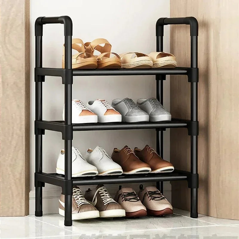 Black Elevated Shoe Rack Small Simple Multi-layer Shoe Cabinet Home Entrance Rental Housing Dormitory Storage Rack