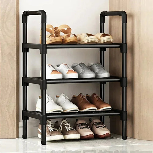 Black Elevated Shoe Rack Small Simple Multi-layer Shoe Cabinet Home Entrance Rental Housing Dormitory Storage Rack